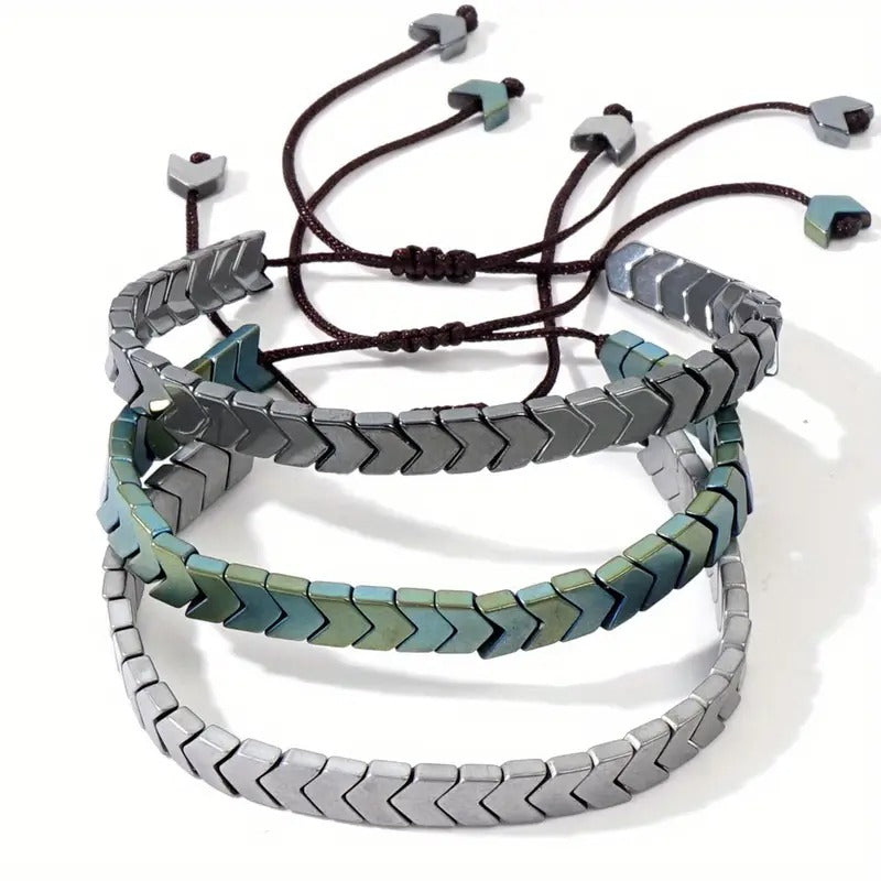 Stainless Steel Hematite Arrow Bracelet